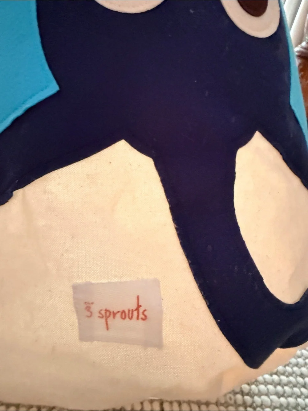 Canvas Elephant Storage Bin in Navy and Light Blue
